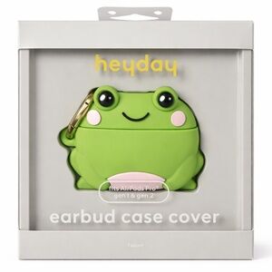 Heyday Green Frog Earbud Case with Pink Accents